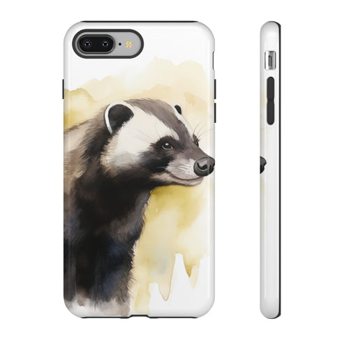 Badger on a Yellow Background - Impact Resistant Phone Case iPhone 8 Plus Glossy